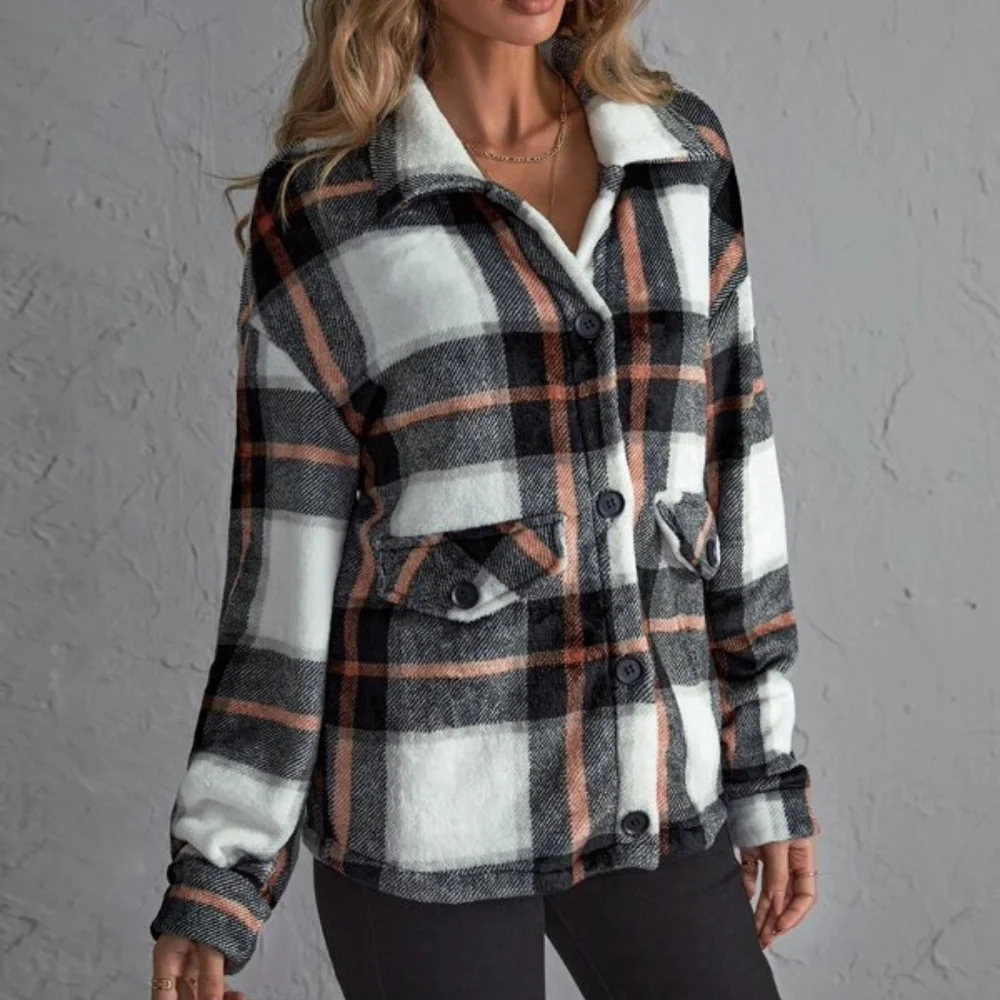 Cozy Plaid Boyfriend Jacket Oversized Shacket - Picture 9 of 11